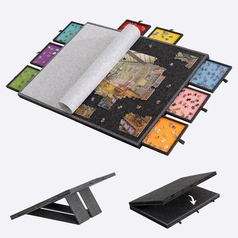 2000 Piece Tilting & Foldable Puzzle Board with 8 Colored Drawers & Cover