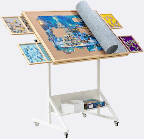 Becko US 2-in-1 Tilting & Rotating Jigsaw Puzzle Table with Tilt Angle & Height Adjustments 1500 Piece