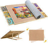Becko US Wooden 2-in-1 Tilting & Rotating Puzzle Board with 6 Colorful Drawers & Cover 2000 Pieces
