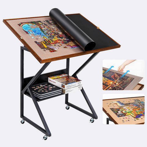 Jigsaw Puzzle Table with Cover and Angle & Height Adjustment for Up to 1500 Pieces
