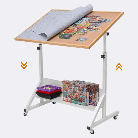 Jigsaw Puzzle Table with Angle & Height Adjustment，Puzzle Board with Cover for Up to 1500 Pieces