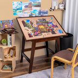 Tilting Jigsaw Board 1500 pieces with Legs, Adjustable Jigsaw Puzzle Table with 4 Wooden Trays, Jigsaw Easel Board with Black Cover