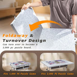 Foldable Felt Jigsaw Puzzle Board Table with 2 Cover & 8 Sorting Trays/Drawers 2000 Piece - Light Gray