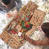 Becko US 1000 Piece Puzzle Games Board with 4 Drawers, Portable Flannlette-Coated Puzzle Table