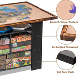 Storage Puzzle Tables with Shelves & Cover, Wooden Puzzle Table for 1500 Piece Puzzles
