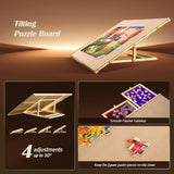 Becko US Wooden 2-in-1 Tilting & Rotating Puzzle Board with 6 Colorful Drawers & Cover 2000 Pieces