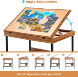 Jigsaw Board 1500 Pieces with 5 Tilt Angles, 6 Wooden Sorting Trays, Jigsaw Puzzle Tables with Legs, Tilting Jigsaw Puzzle Table on Wheels