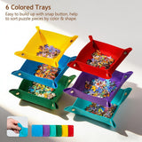 Person easily sliding the 3.6 lb portable felt puzzle board under a couch for space-saving storage.