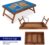 Jigsaw Puzzle Table with Foldaway Legs & Tilting Stand & Cover & 6 Colorful Drawers for 1500 Pieces