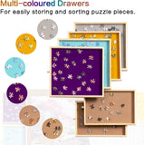 Portable Puzzle Table with 6 Colorful Sliding Drawers (Up to 1500 Pieces)