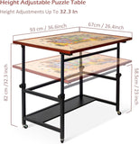 Puzzle Table with Legs Angle & Height Adjustable, Tilting Table with 4 Wheels for 1500 Piece