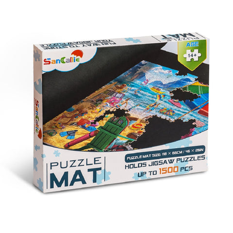 Puzzle Mat Roll Jigsaw Storage Felt Mat Up To 1,500 Pieces with 4 Puzzle Trays