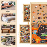 Puzzle Table Puzzle Board with Wooden Protective Cover for Puzzles Up to 1000 Pieces