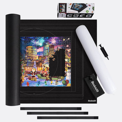 Becko US 2000 Pc Jigsaw Puzzle Mat Roll Up with Auxiliary Line & Drawstring Storage Bag