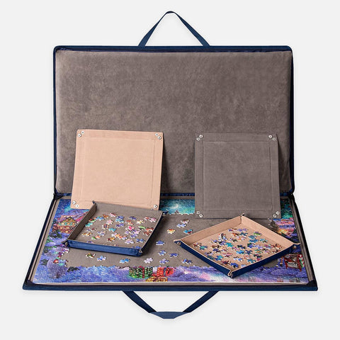 Portable Jigsaw Puzzle Board with Four Sorting Trays for Up to 1000 Pieces