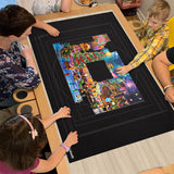 Becko US 2000 Pc Jigsaw Puzzle Mat Roll Up with Auxiliary Line & Drawstring Storage Bag