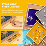 Handleless Design! Portable  Jigsaw Puzzle Table with 6 Colorful Drawers & Transparent Cover for 1500 Pieces Puzzle