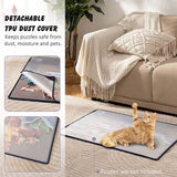 Jigsaw Puzzle Board with 6 Sorting Trays & Cover for Puzzles Up to 1000 Pieces - Gray