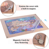 Wooden Jigsaw Board with Dust-Proof Cover for Up to 1000 Pieces - Khaki