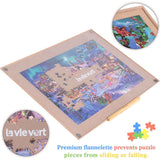 Wooden Jigsaw Board with Dust-Proof Cover for Up to 1000 Pieces - Khaki