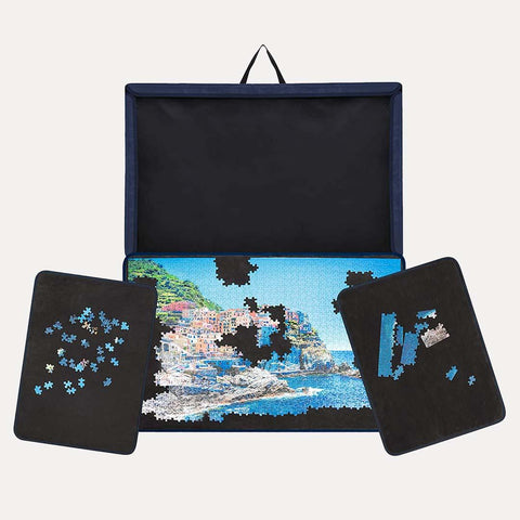 Becko Jigsaw Puzzle Board with Trays  For Puzzle Up to 1000 Pieces (Black) - jigsawdepot