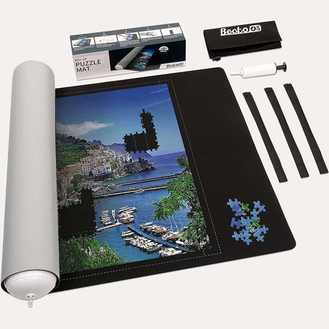 Double Sided Puzzle Mat Puzzle Roll Up for up to 1500 Pcs(Black/Gray) - jigsawdepot