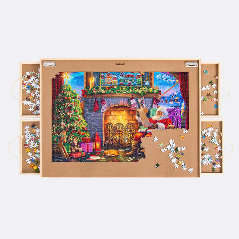 Jigsaw Puzzle Table with Four Sliding Drawers