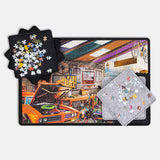 Portable Jigsaw Puzzle Board with 6 Sorting Trays for Up to 1000 Pieces - Black