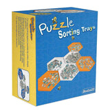 Stackable Puzzle Sorting Trays Up to 1500 Pieces, 8 Hexagonal Trays in White & Orange - jigsawdepot