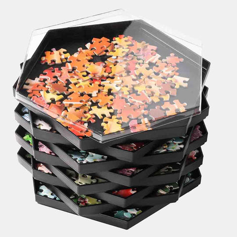 Stackable Puzzle Sorting TraysUp to 1500 Pieces, 8 Hexagonal Tray - jigsawdepot