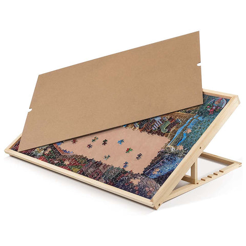 Wooden Adjustable Jigsaw Puzzle Board with Cover for Puzzles Up to 1000 Pieces