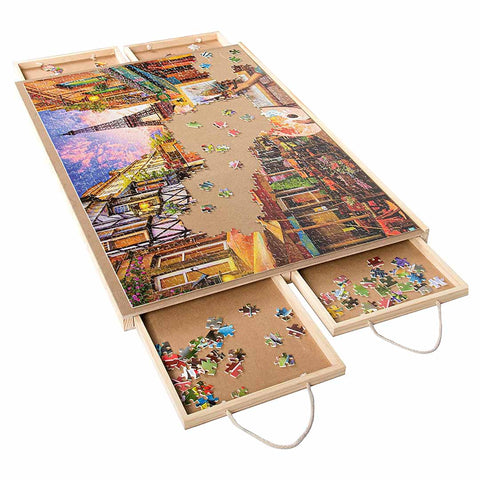 Wooden Jigsaw Puzzle Board with 4 Sorting Drawers for Up to 1000 Pieces