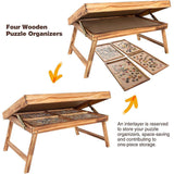 Wooden Portable Folding Tilting Puzzle Table with 4 Sorting Trays  Up to 1000 Pieces - jigsawdepot
